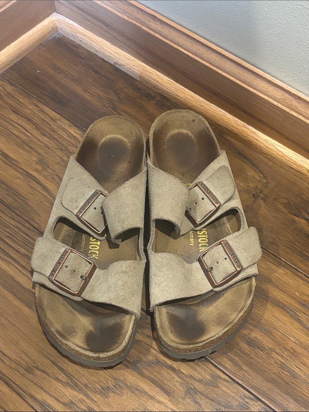 Birkenstock Taupe Suede Double-Buckle Sandals